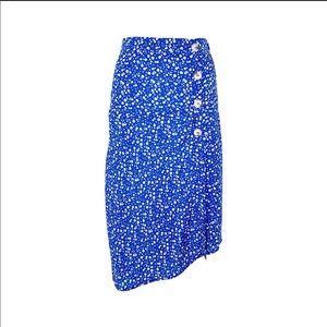 Asymmetric midi floral skirt with buttons on side